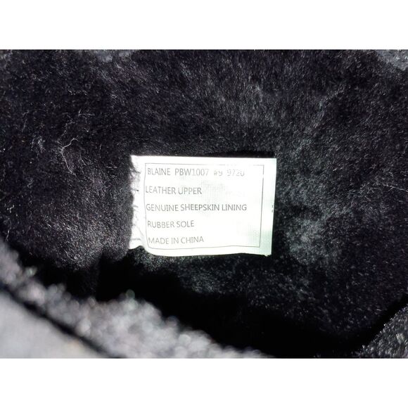 BLAINE, Black Upper Leathe/Real Sheepskin Inside Pull On Boots, Woman Size 9 - Picture 8 of 8